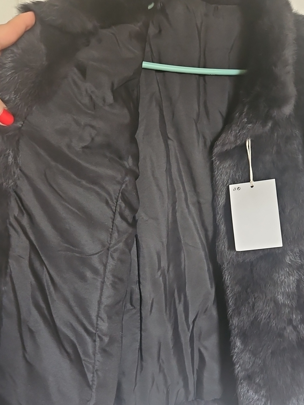 Real Genuine Rabbit Fur Coat Jacket - Graphite Gray - Size L (US 10-12) - Picture 5 of 5